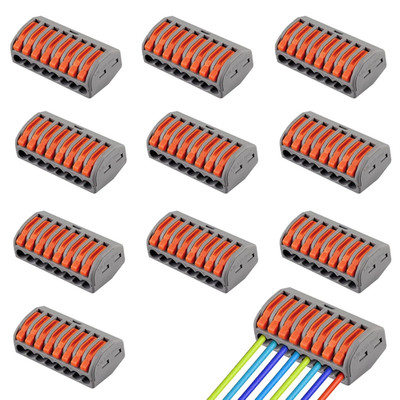 10er Set Kompakt 8-Port Leiterverbinder für elektrische Verdrahtung, Schraub- &