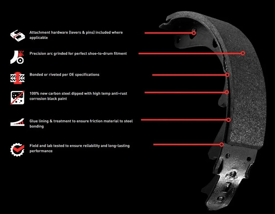 For Jaguar XJ12 1988-1989 DFC True-Arc Rear Parking Brake Shoes Foto 3 de 3