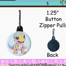 Spazzy's Delights 808 - Baby Dinosaur Button Zipper Pull 1.25in