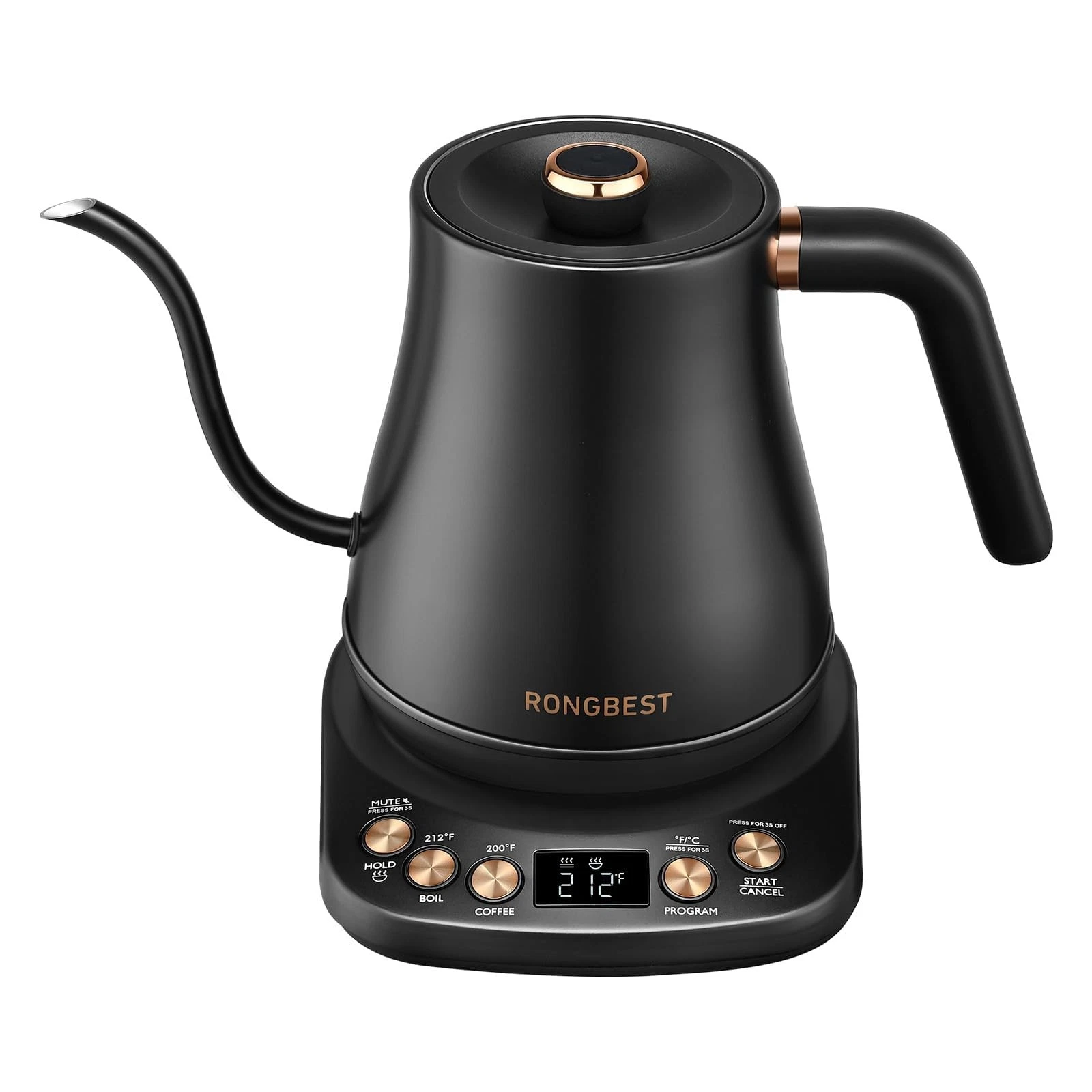 Electric Gooseneck Kettle 1L, 6 Temperature Control Presets, 1200W Quick Heat...