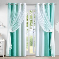 Ombre 100 Blackout Curtains 96 Inches Long 2 Panels for Bedroom Living Room ...