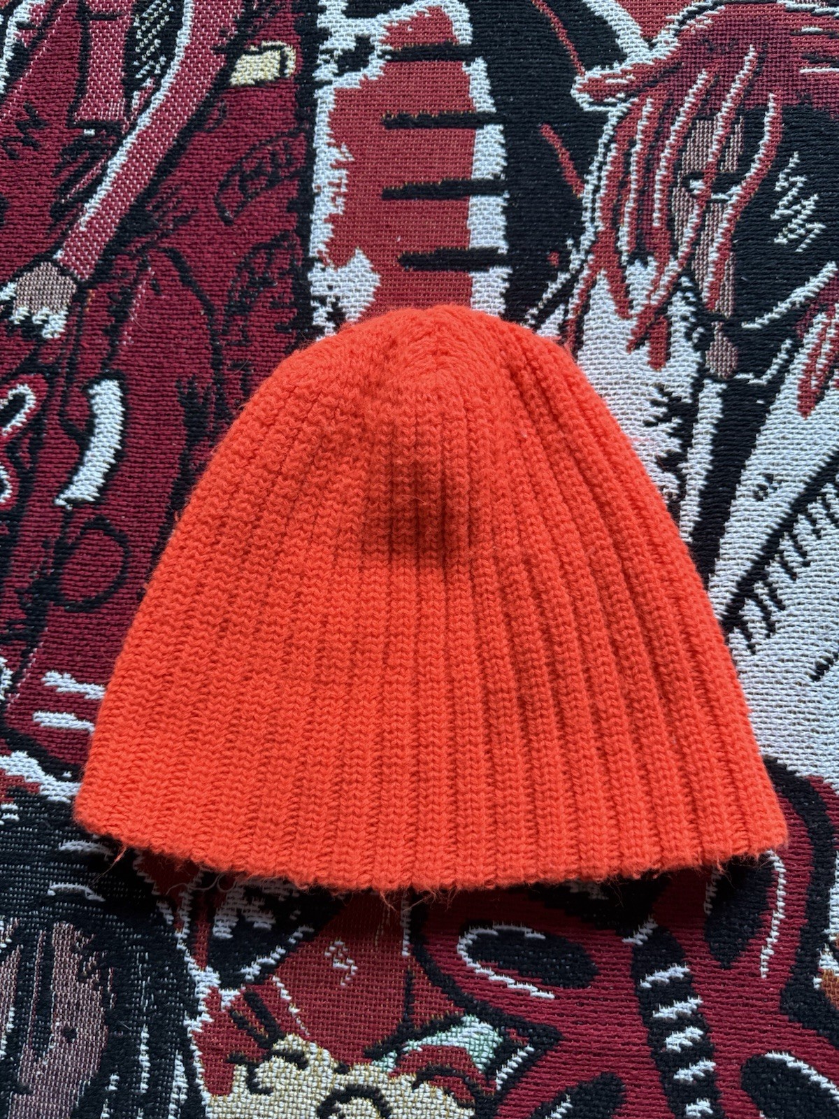 70s Construction Orange Winter Beanie small distr… - image 3