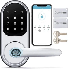 Smart Door Lock with Handle and Keypad: Keyless Entry Door Lock, Digital Door...