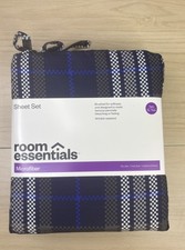 NEW Room Essentials Navy and White Microfiber Sheet Set Size Twin, XL Twin