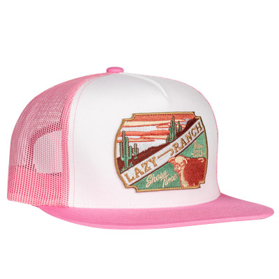 Lazy J Ranch Wear Desert Show Time Graphic Pink & White Trucker Cap ALTPINK4SHOW