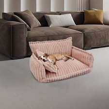 Pink Pet Sofa Easy Setup with Pillow for Cats Dogs Indoor Washable Pet Couch