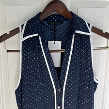 Zara Women s Maxi Dress Navy White Polka Dot NWT Size Medium