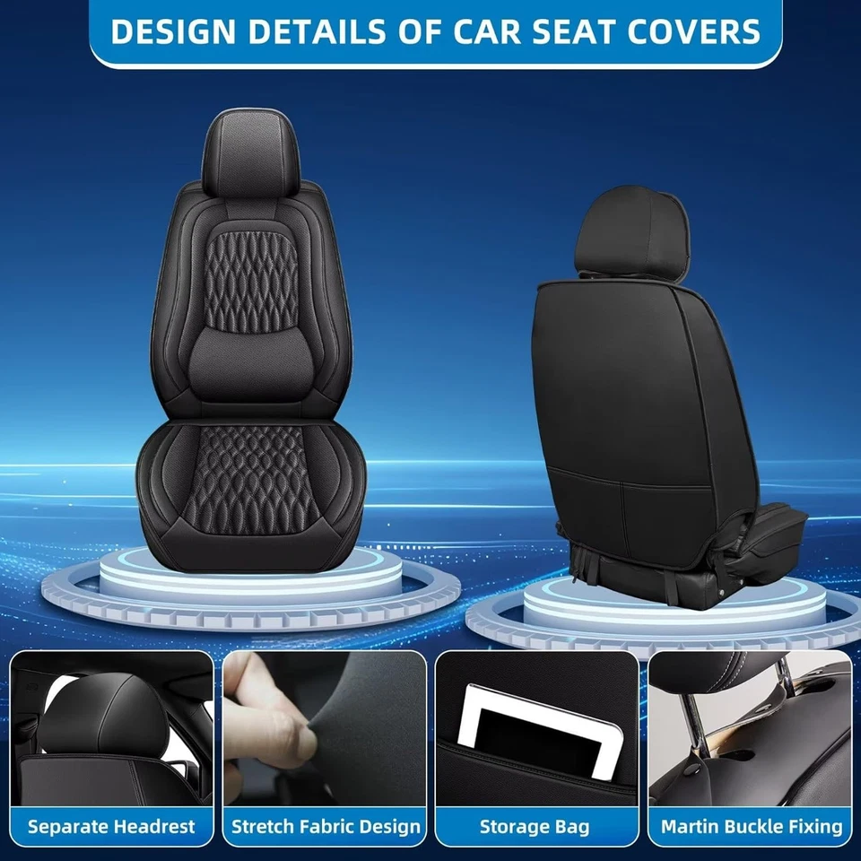Car Seat Covers For Volvo S40 2004-2011 Faux Leather Waterproof (2 Seat) Foto 3 de 4