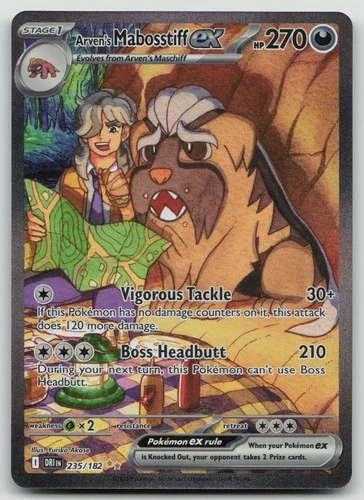 Pokemon Arven's Mabosstiff ex Holo SIR SV10: Destined Rivals 235/182