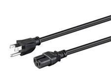 Heavy Duty Power Cord - 8 Feet - Black  NEMA 5-15P to IEC 60320 C15, 14AWG, 15A