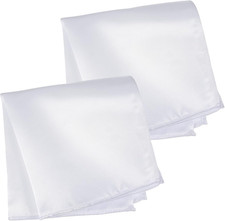 White Pocket Squares for Men, 2 Pcs Mens Satin Pocket Square Solid Color Handker