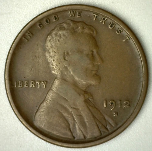 1912 S Lincoln Wheat Cent Coin 1c US Penny Fine Circulated Condition
