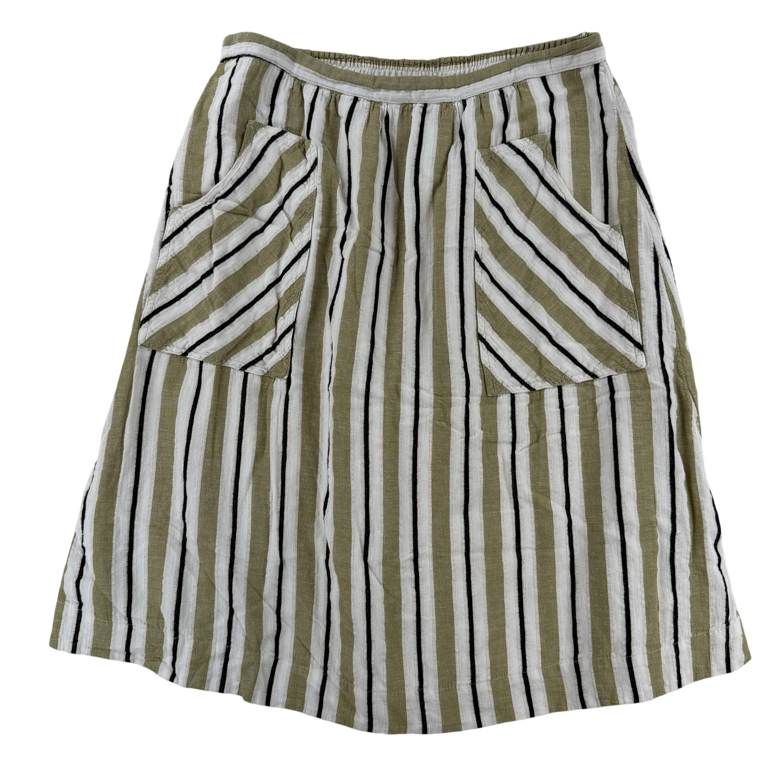 Anthropologie Akemi + Kin Skirt Womens M Multicolor Stripe A Line Pockets Linen