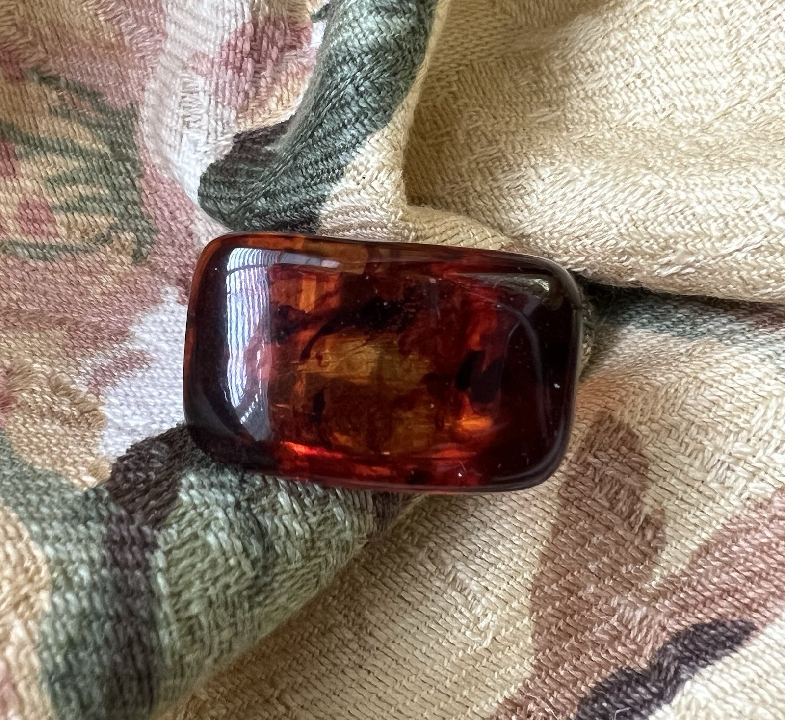 Large Solid Carved Polished Amber Band Ring Size 8 - image 2