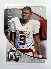 2009 Upper Deck Football Heroes Juaquin Iglesias Rookie Silver /199 On Card Auto. rookie card picture