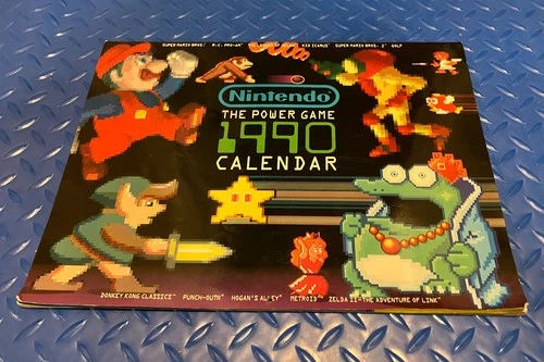 Nintendo Power Game Calendar 1990 featuring Mario Zelda Metroid - Vintage / Rare