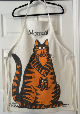 Momcat VTG apron Kliban Cat Mom kitten pouch 1970s kangaroo fat Workman kitchen
