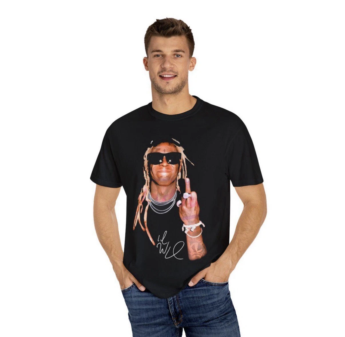 Lil Wayne Middle Finger T-Shirt 2025 Tour Inspired Custom Tee Top