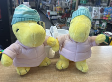 SET OF 2 Woodstock Pink Puffer Jacket Coat Plush Snoopy Bird Peanuts Gang A82