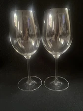 VINTAGE Riedel WINE - Stacked Base Ribbed Stem Wine Glasses 9.5” Set Of 2