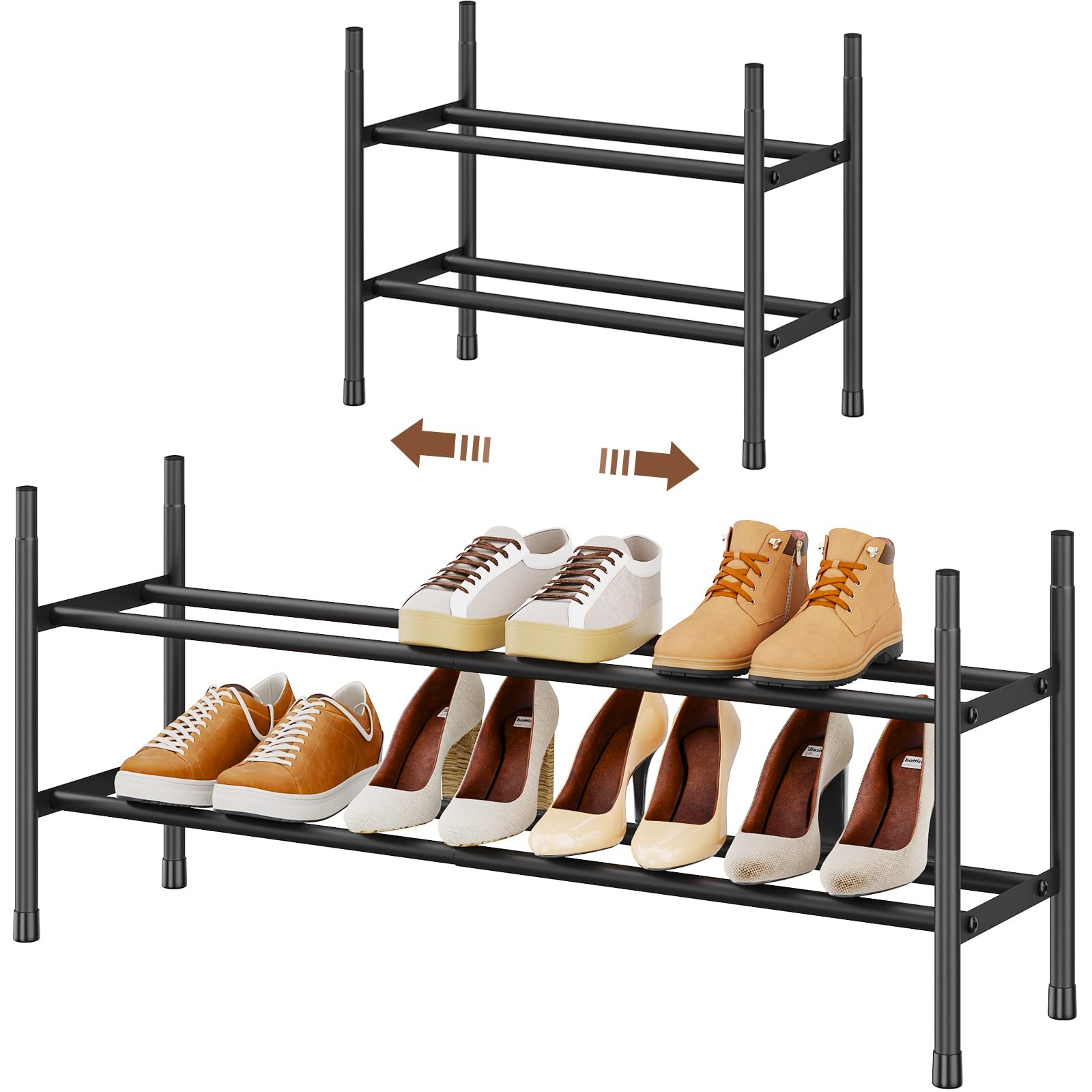 Meuble chaussures télescopique 2 niveaux pour optimiser les couloirs étroits