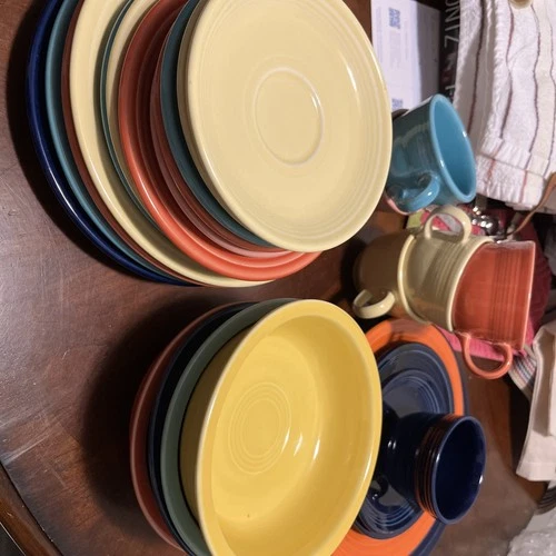 Fiestaware Dish Pastel Lot of Bowls, Cups , Plates And Saucers 26 Pcs