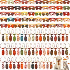 100 PCS Fall Dog Bow Ties Adjustable Cat Ties Collars Bulk Pets Decor