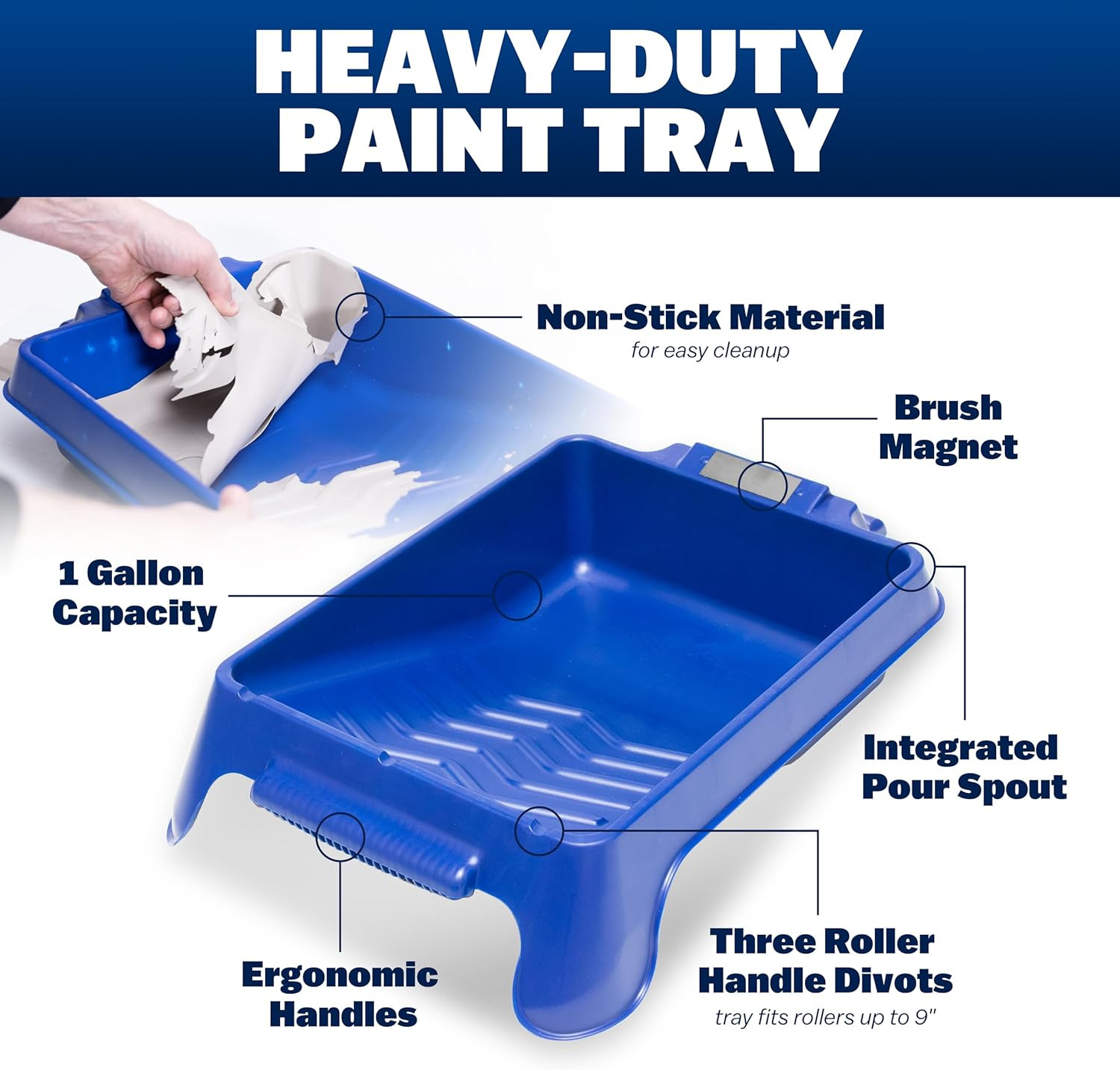 Paint Project Kit, Heavy-Duty Paint Pail and Tray with Liners, Brush Comb, Rolle