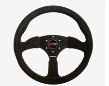 Motamec Race Rally Steering Wheel Semi Dish 350mm Black Suede 3 Spoke