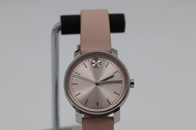 Movado Bold Access Quartz Pink Dial Leather Strap Ladies 