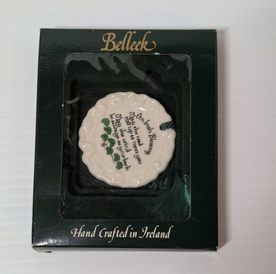 Belleek Irish Blessing Shamrock Hand Crafted Parian China Ornament Ireland