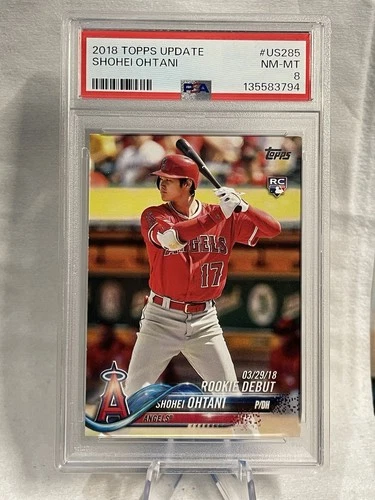 2018 Topps Update Series Shohei Ohtani Rookie Debut #US285 (RC) PSA 8 Angels