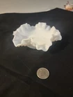 Vintage Fenton White Milk Glass Hobnail Bowl Candy Dish Ruffled Edge 5 1/2"