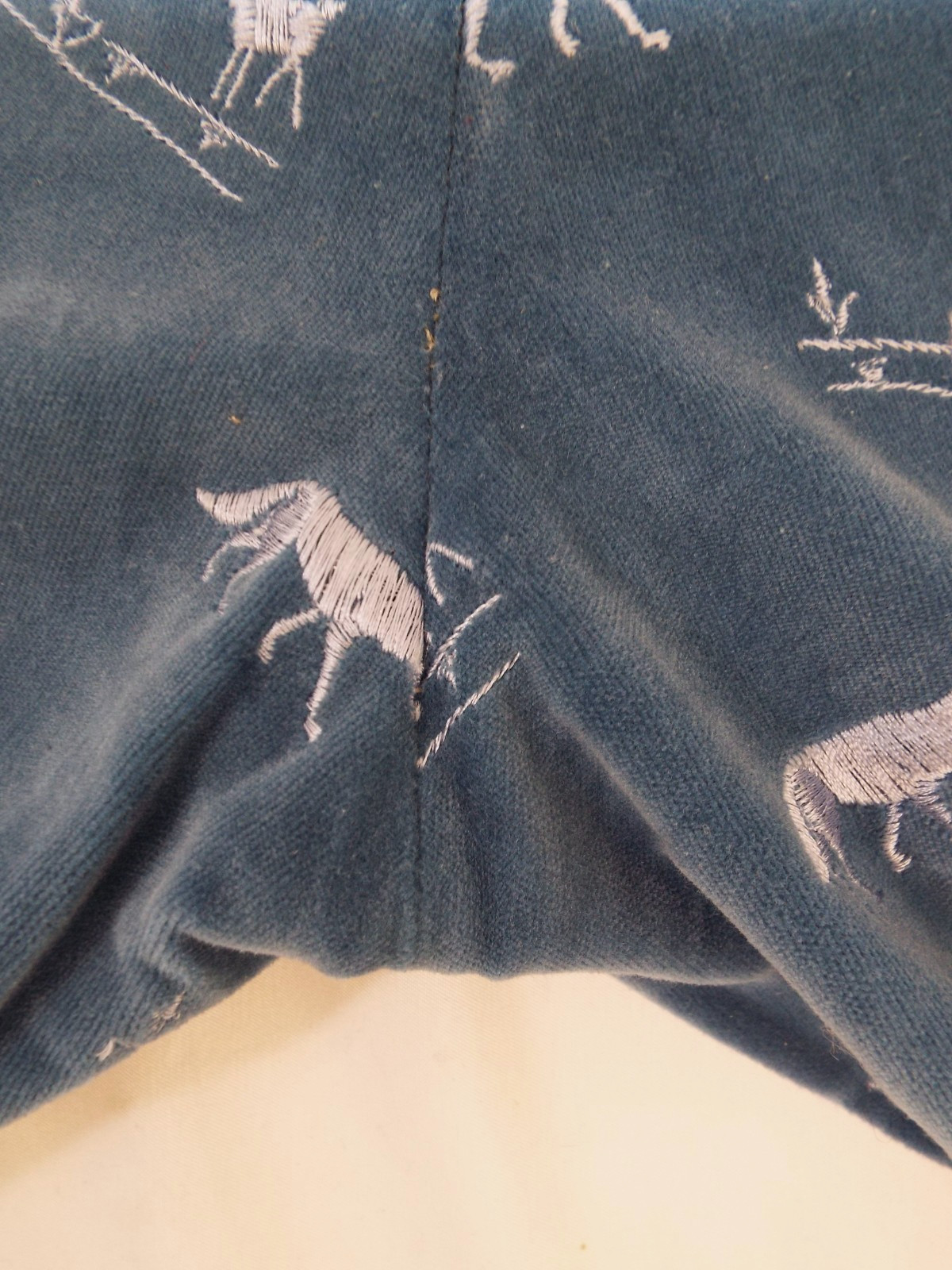 Vintage 1970s De Noyer Blue Cotton Velvet Pant Suit 38 Wolf Lamb James Borynack