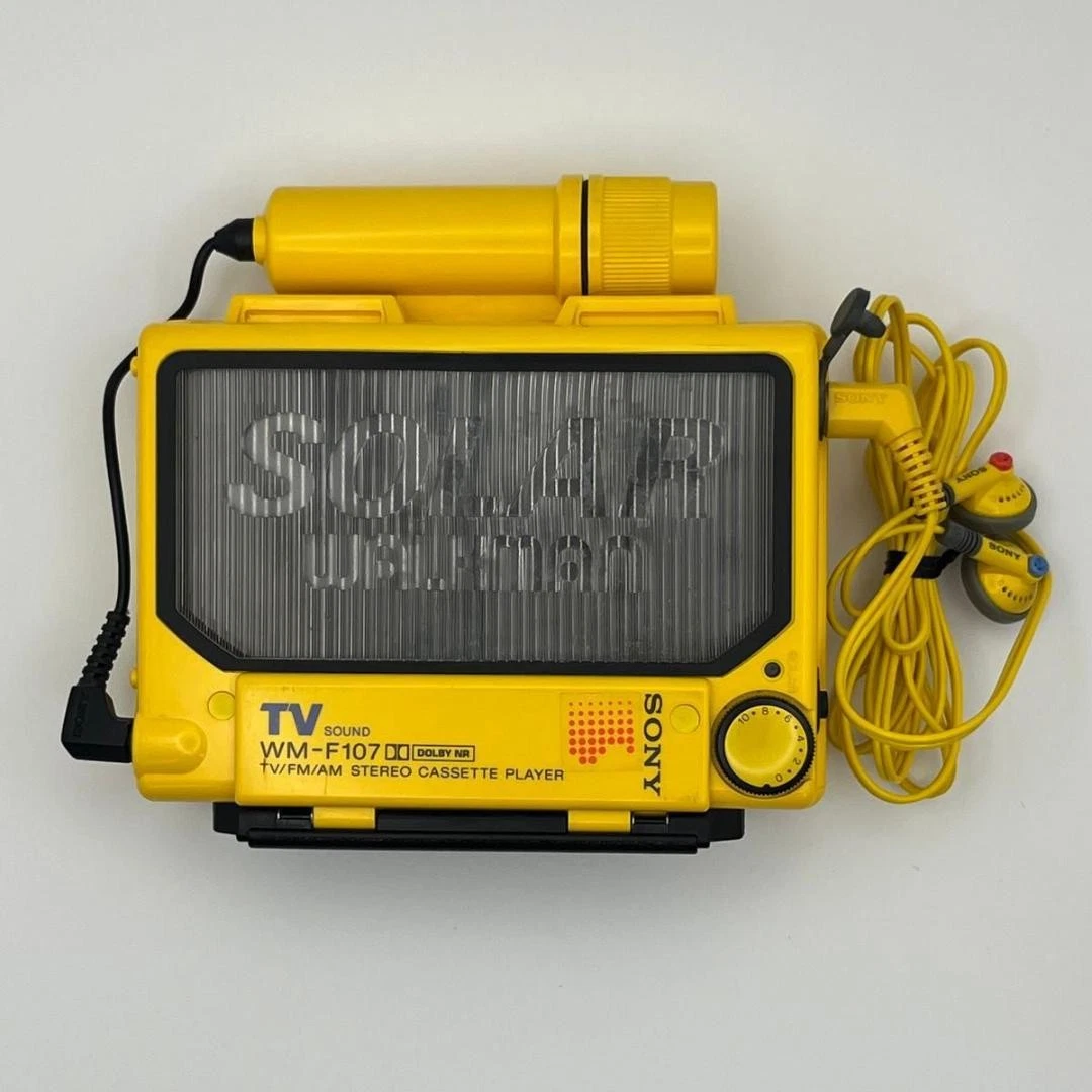 Sony Walkman WM-F107 Yellow Cassette Player TV Sound Function Junk