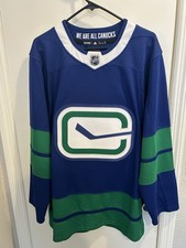 adidas Vancouver Canucks NHL Hockey Jersey Size 46 Blue Green White