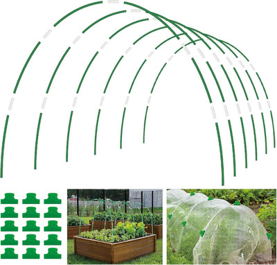 60PCS Garden Hoops for Raised Beds, 8FT Rust-Free Fiberglass Greenhouse Hoops, D