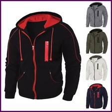Men's Full Zip Hoodie Jacket Hooded Plain Pocket Sports Outdoor Daily Sports Hot