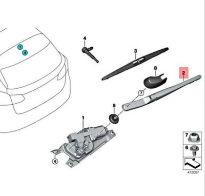 BMW 2 Active Tourer F45 Rear Tailagte Window Wiper Arm 61627320259 NEW ORIGINAL