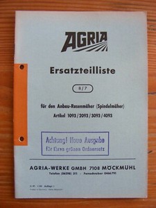 Agria ETL Spindelmäher Ersatzteilliste Rasenmäher (Agriette, 4000/6000?)