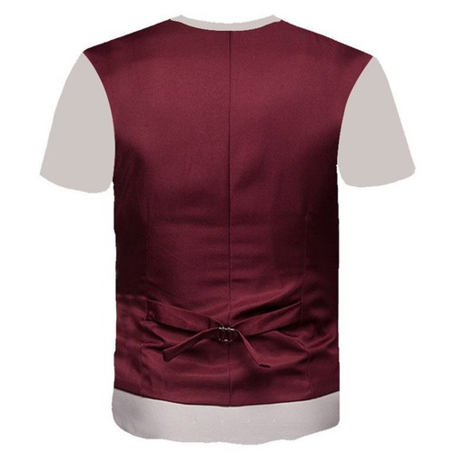 Men 3D Print Fake Tuxedo Gentleman Suit Short Sleeve T Shirt Bowtie Vest AU - Picture 95 of 107