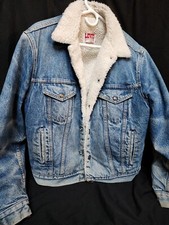 Vintage Levi's San Francisco Denim Trucker Jacket Size 40R Sherpa Lined 80s