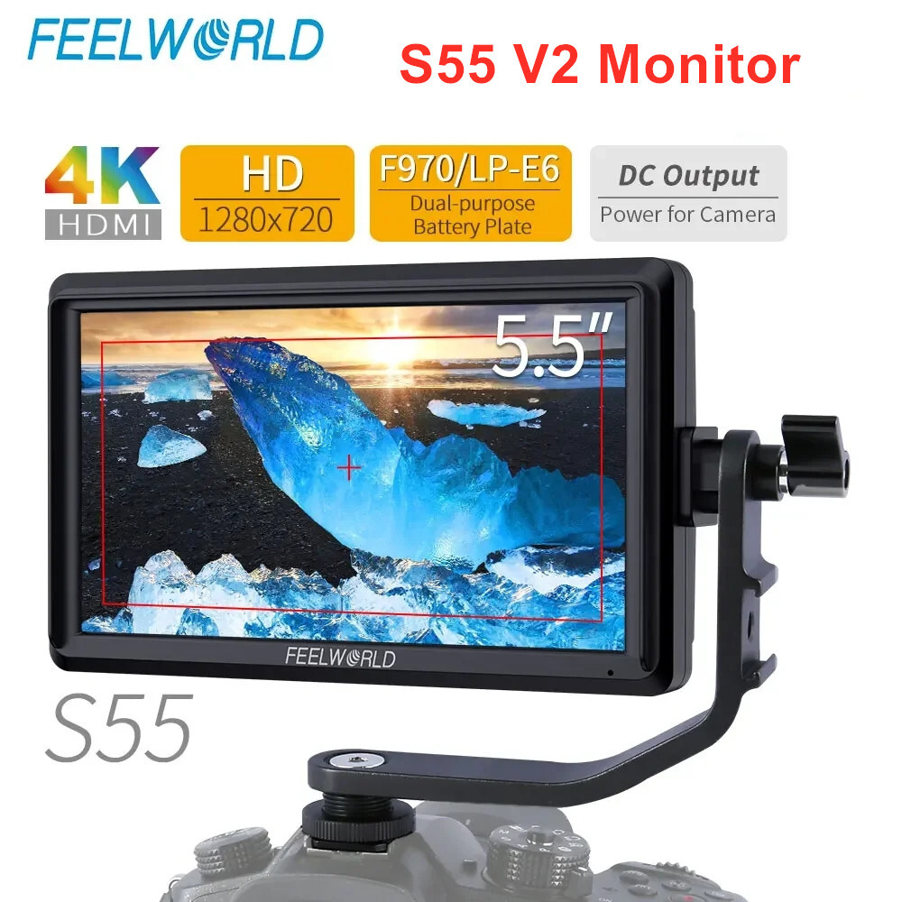 FEELWORLD S55 V2 5.5 Inch DSLR Camera Field Video Monitor FHD IPS 4K HDMI input