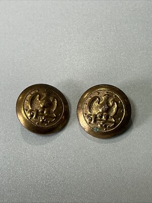 (2) Vintage Brass 7/8  Shank Blazer Buttons US Navy Eagle Anchor - X11