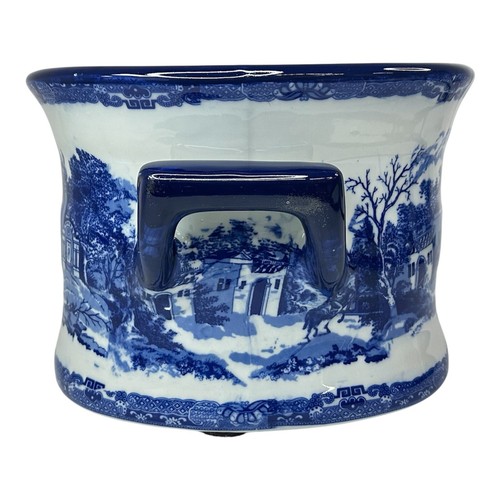 Großes chinesisches blaues Eisensteinbecken Chinoiserie Fußbad Pflanzgefäß - Bild 4 von 10