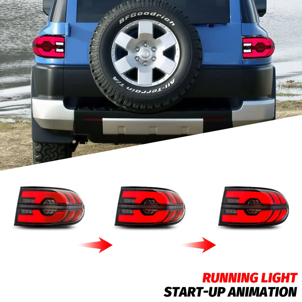 Conjunto de par de luces traseras LED transparentes para Toyota FJ Cruiser 2007-2020 Foto 3 de 4