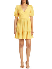 NWT Eliza J Surplice Neck Puff Sleeve Fit & Flare Dress - Size 6 