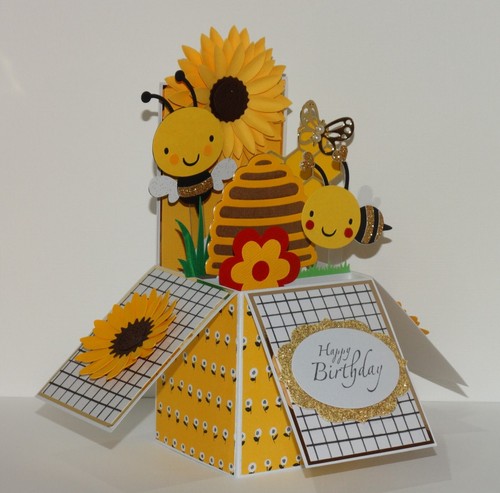 Happy Birthday, Bee, Handmade Box Pop up greeting card, Birthday card - Picture 3 of 8