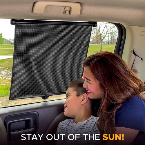 Retractable Car Auto Side Window Sun Shade Shield Cover Roll Curtain Visor 2PCS - Picture 7 of 7
