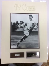 Ty Cobb 12.5”x17” Custom Matted Cut Display w/ One Hand Written Word Certified